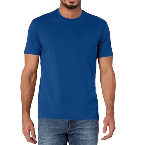 Mens Small Blue T Shirt Short Sleeve Crewneck Soft Cotton Pocket - Picture 2 of 7